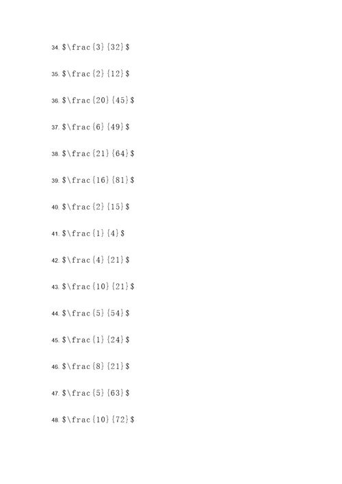 40道分数乘分数的计算题