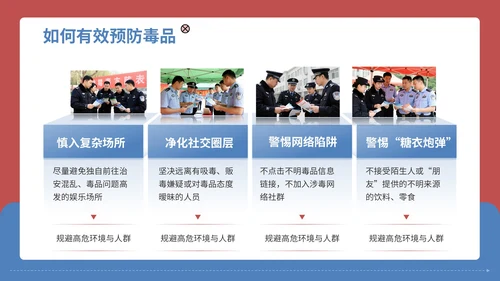 红蓝配色简约禁毒知识宣传PPT模板