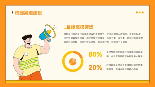 橙色插画风企业校招PPT模板