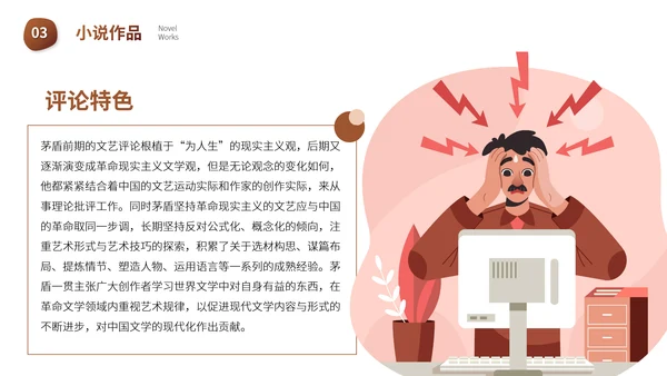 茅盾文学小说作家名人人物介绍PPT模板