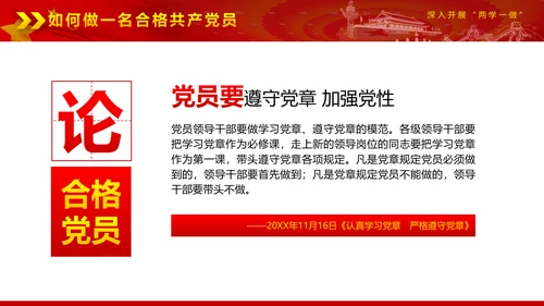 党政稳重大气两学一做动态PPT