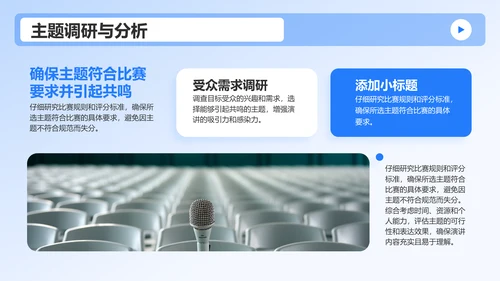 蓝色3D风成功的英语演讲比赛方案PPT模板