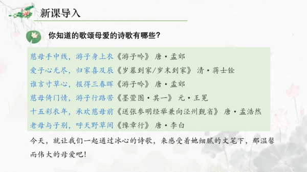 第7课 散文诗二首《荷叶·母亲》课件(共22张PPT)