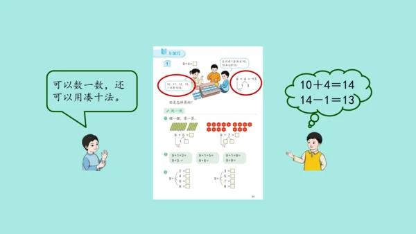 (2023新插图)人教一年级数学上册 8.1  9加几（第1课时）课件(共20张PPT)