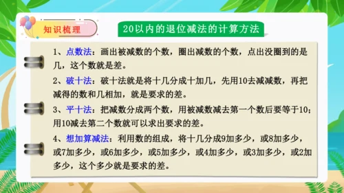 第二单元：20以内的退位减法单元复习课件(共27张PPT)人教版一年级数学下册