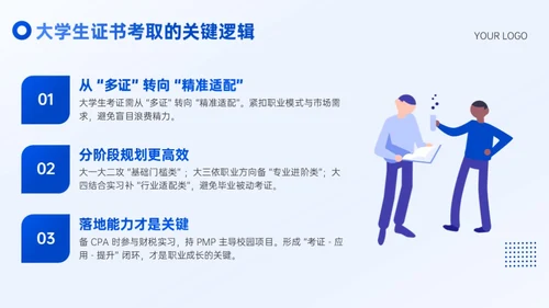 蓝色插画风大学生职业规划通用型PPT模板