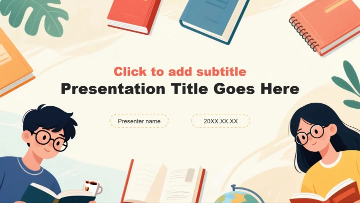 红黄色扁平卡通插画风大学生班委竞选PPT主题模板