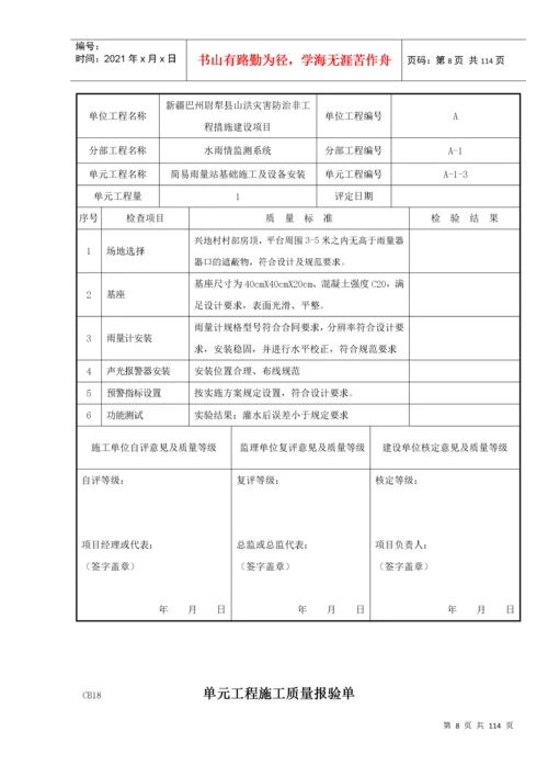 CB18单元工程施工质量报验单、评定表(223团).docx