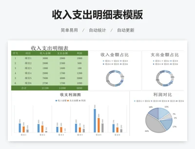 收入支出明细表模版