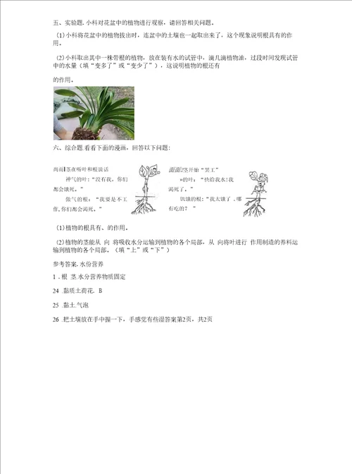 教科版小学科学四年级下册课堂练习试题全册