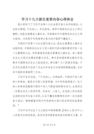 学习十九大报告重要内容心得体会.docx