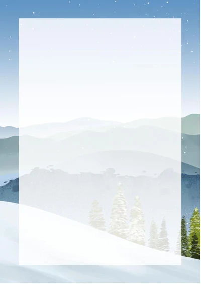 手绘雪地风景信纸word模板