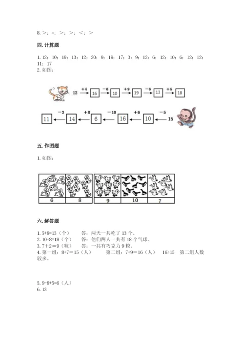 人教版数学一年级上册期末测试卷含答案（轻巧夺冠）.docx