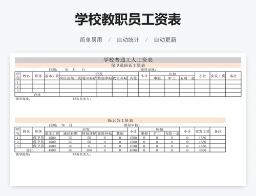 学校教职员工资表