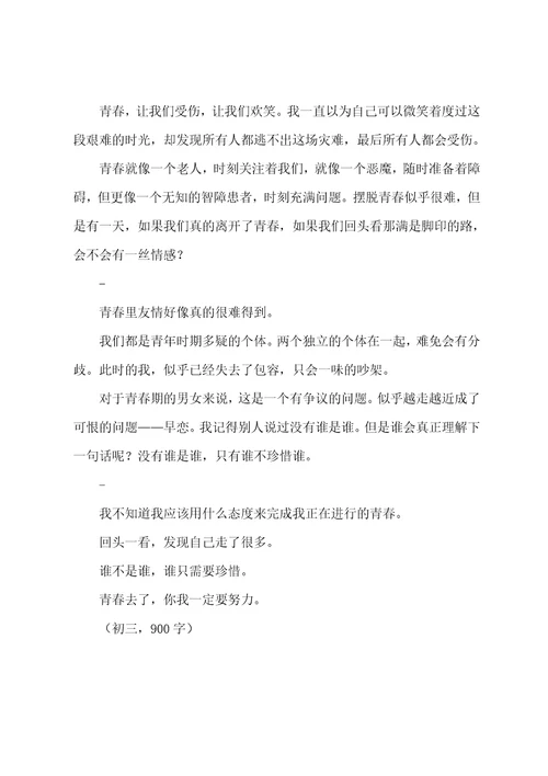 青春进行时作文初一
