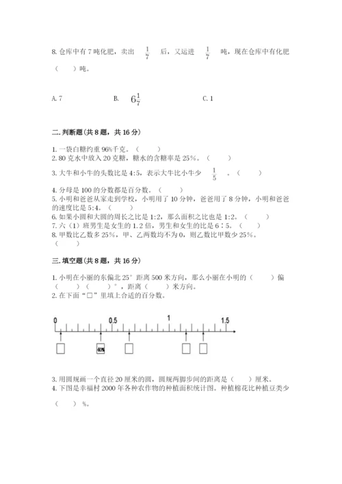 小学数学六年级上册期末测试卷及完整答案【典优】.docx