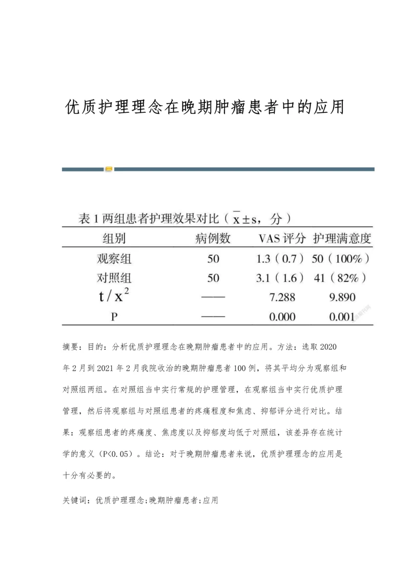 优质护理理念在晚期肿瘤患者中的应用.docx