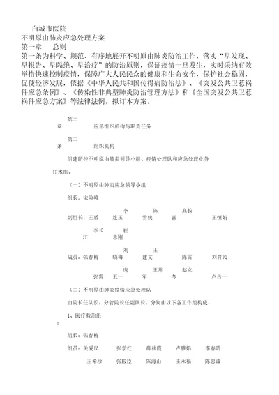 不明原因肺炎应急处置实施方案