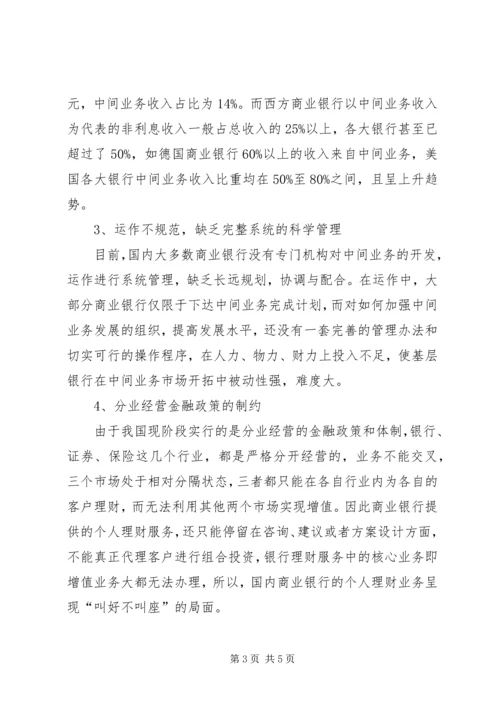商业银行中间业务创新的现状与存在问题调研报告.docx