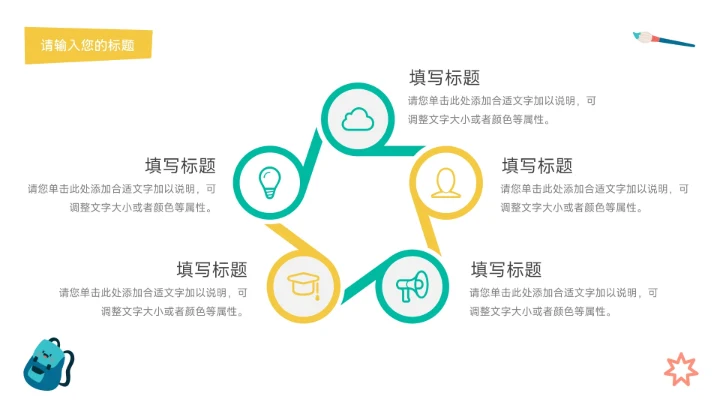 绿黄个性创意贴画教学通用课件PPT模板