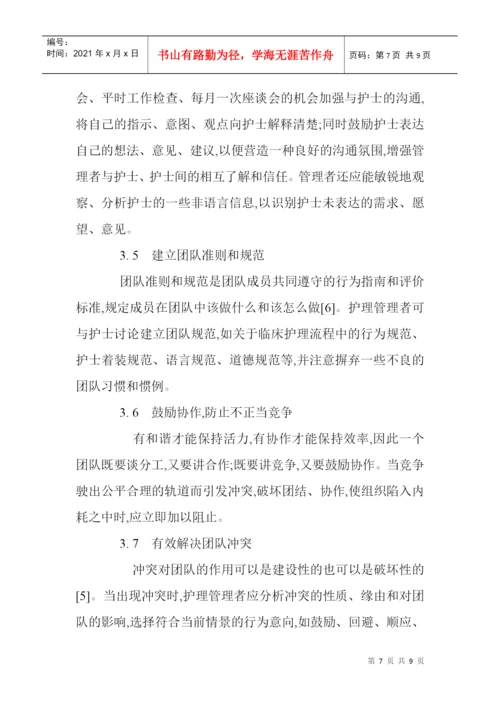 打造高绩效团队论文团队精神论文医学护理论文：护理团队精神的培养.docx