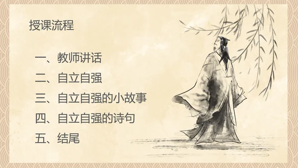 中国风传统美德教育自立自强PPT模板