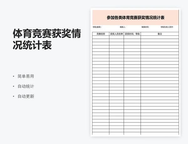 体育竞赛获奖情况统计表