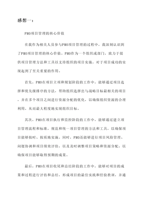 pmo项目管理感想