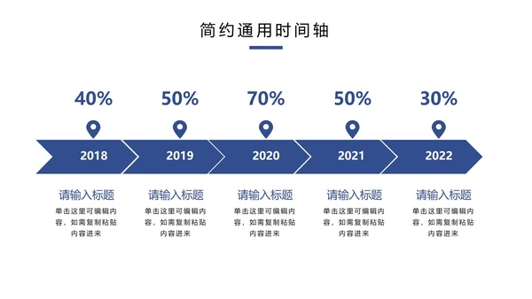 蓝色简约通用时间轴样式PPT模板