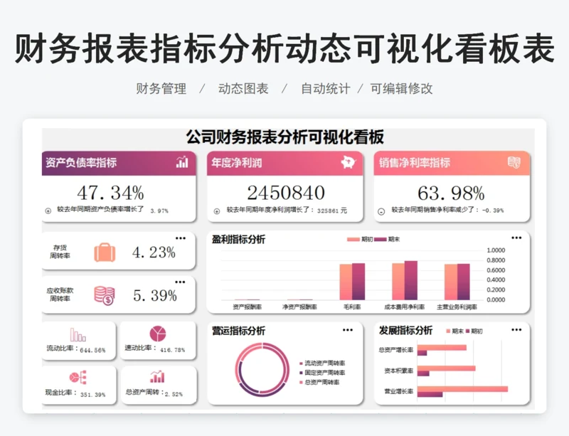 财务报表指标分析动态可视化看板表