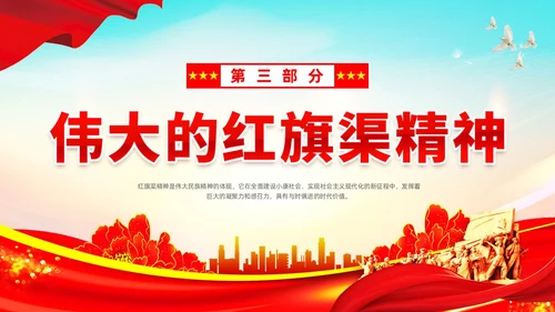 红色大气简约党建党建党课红旗渠精神动态PPT
