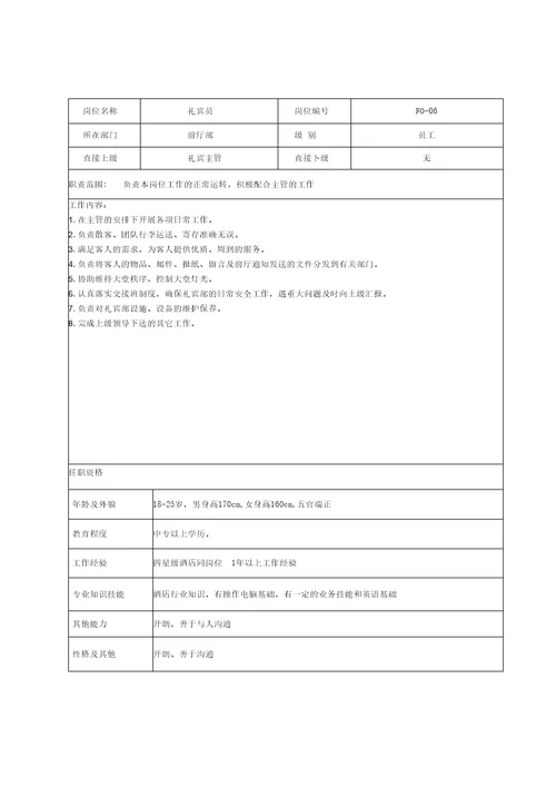 房务部工作手册