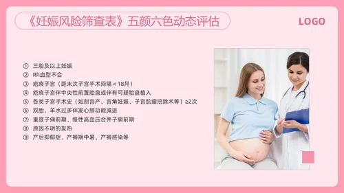 粉色简约高危妊娠及五色管理PPT模板宣传PPT动态PPT