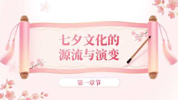 粉色中国风七夕文化讲座PPT模板