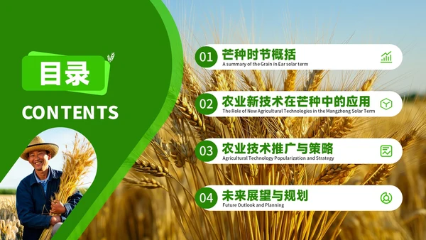 绿色商务风芒种时节农业新技术应用与推广