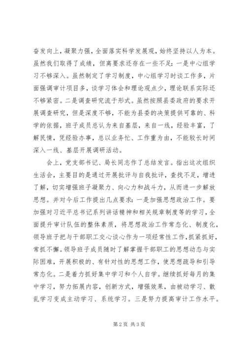 审计局专题组织生活会情况汇报.docx