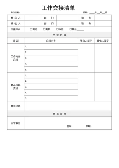 工作交接清单