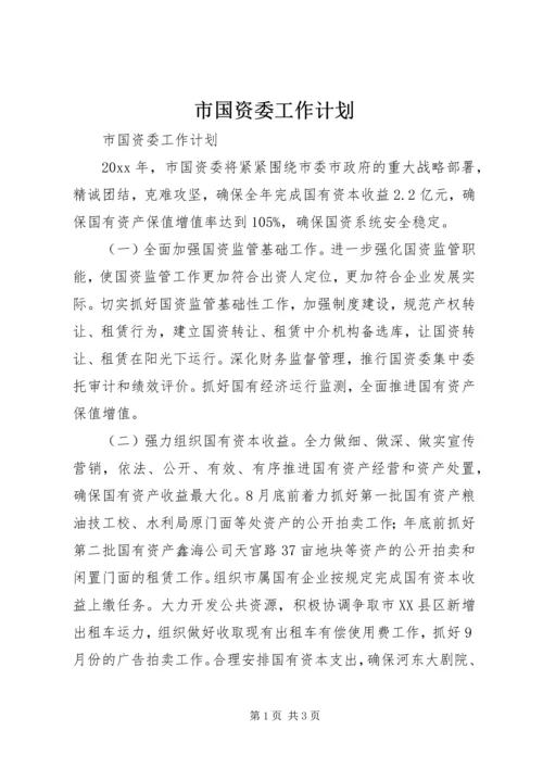 市国资委工作计划.docx