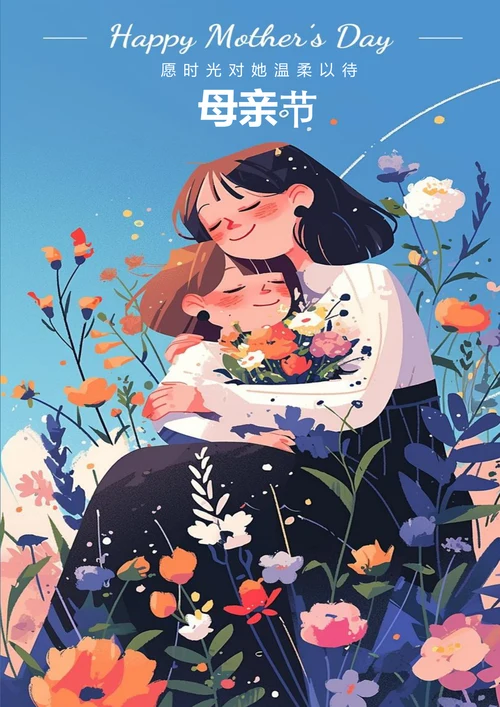 卡通母亲节快乐节日海报