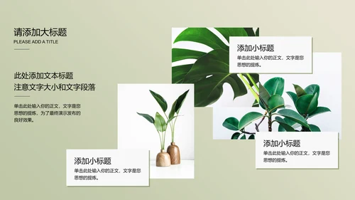 浅绿色极简光影小清新通用PPT演示模板