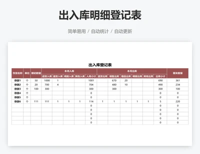 出入库明细登记表