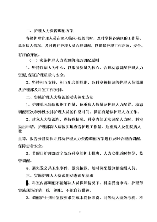 护理单元护理人员配置实施方案