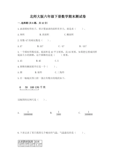 北师大版六年级下册数学期末测试卷含答案【巩固】.docx