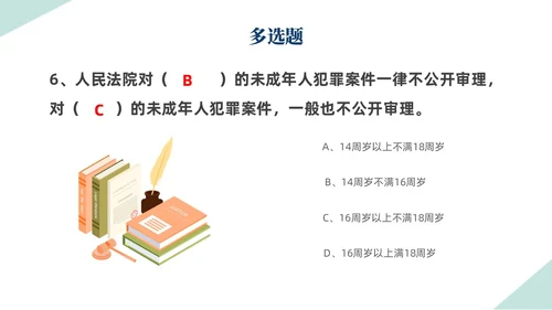 扁平插画简约形状背景天平元素法律知识竞赛PPT模板世界法律日
