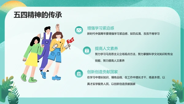五四精神传承争做五四青年PPT模板