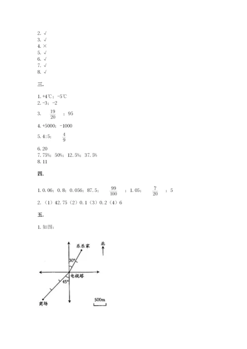 小学六年级数学摸底考试题（培优a卷）.docx