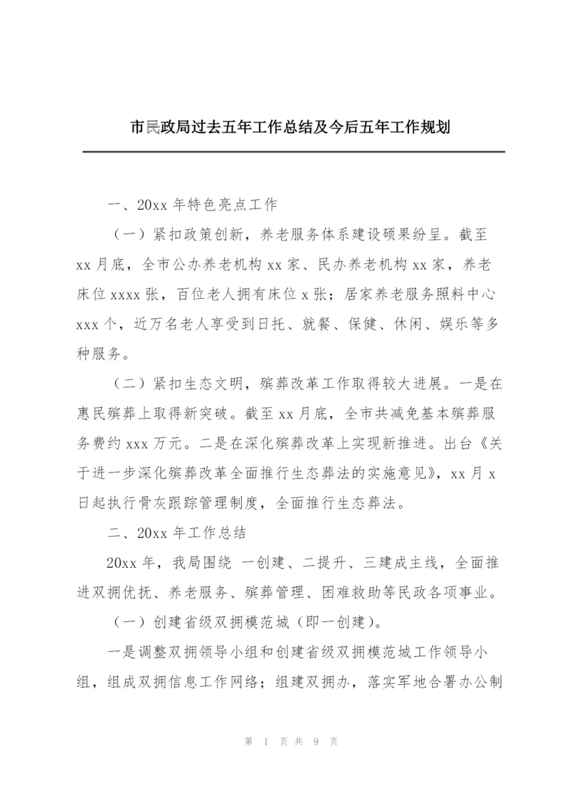 市民政局过去五年工作总结及今后五年工作规划.docx