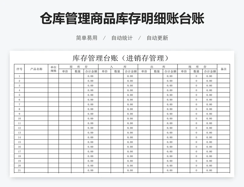 仓库管理商品库存明细账台账