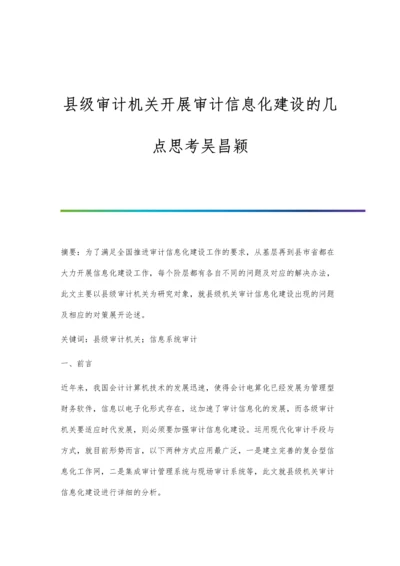 县级审计机关开展审计信息化建设的几点思考吴昌颖.docx