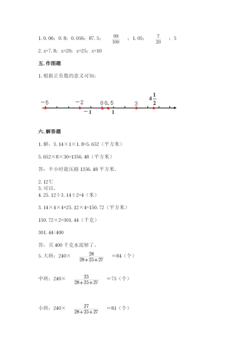 承德市丰宁满族自治县六年级下册数学期末测试卷1套.docx